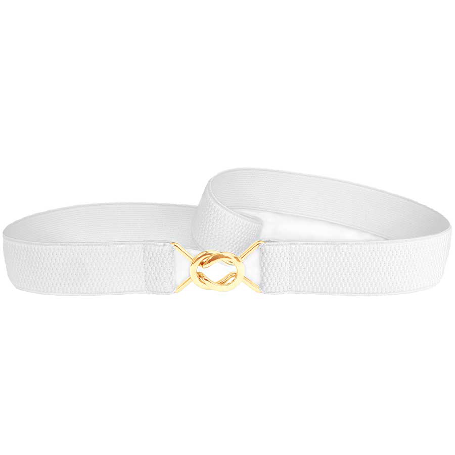 Hvidt elastisk bælte med guldspænde - Hvidt taljebælte